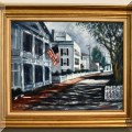 A07. North Water St. Edgartown oil painting on canvas board by Fred Messersmith. 15.5” x 19” 